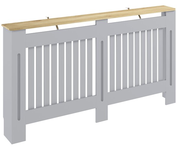 HOMCOM Slatted Radiator Cover, Painted Cabinet with Line Grill Design, 152L × 19W × 81H cm, Grey