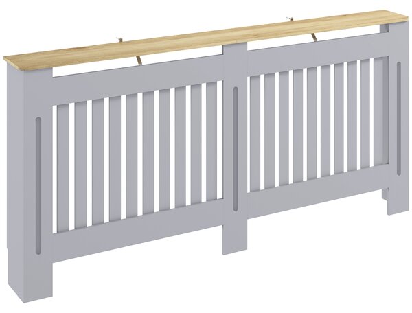 HOMCOM Slatted Radiator Cover, Painted Cabinet with Line Grill Design, 172L × 19W × 81H cm, Grey