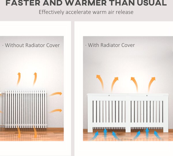 HOMCOM Slatted Radiator Cover Painted Cabinet MDF Lined Grill in White 172L x 19W x 81H cm Aosom UK