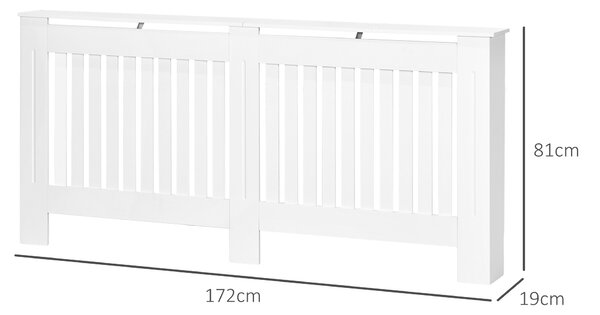 HOMCOM Slatted Radiator Cover Painted Cabinet MDF Lined Grill in White 172L x 19W x 81H cm Aosom UK