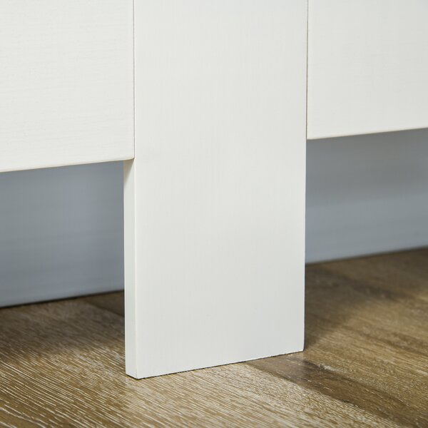 HOMCOM Slatted Radiator Cover Painted Cabinet MDF Lined Grill in White 172L x 19W x 81H cm Aosom UK