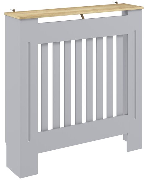 HOMCOM Heater Cover, Radiator Cover Slatted Painted MDF Lined Grill Grey, 78L x 19W x 81H cm