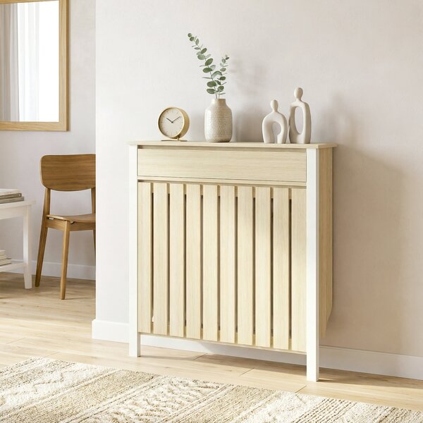 HOMCOM 93 x 88.5cm Rustic-Look Radiator Cover - Oak