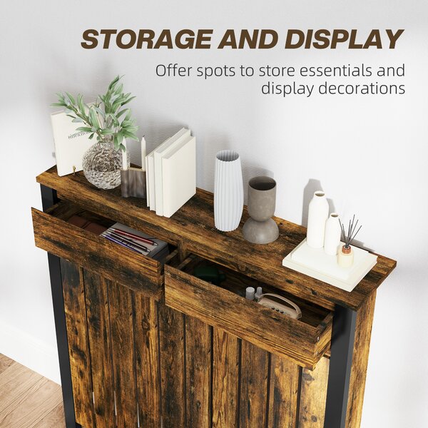HOMCOM 93 x 88.5cm Rustic-Look Radiator Cover - Brown/Black Aosom UK