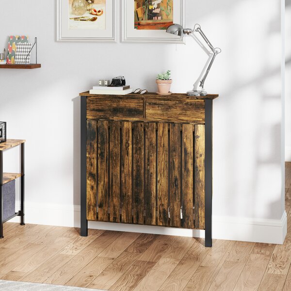 HOMCOM 93 x 88.5cm Rustic-Look Radiator Cover - Brown/Black Aosom UK