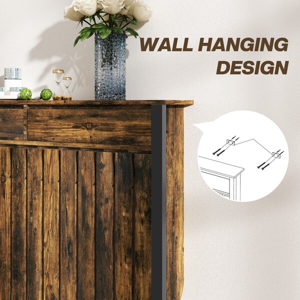 HOMCOM 93 x 88.5cm Rustic-Look Radiator Cover - Brown/Black Aosom UK