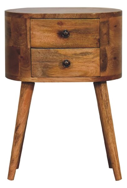 Mini Oak-ish Rounded Bedside Table