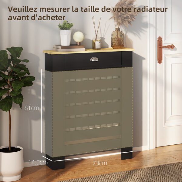 HOMCOM 95.5H x 78Wcm Radiator Cover, with Drawer - Black