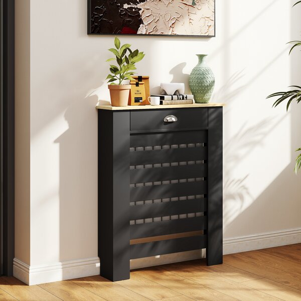 HOMCOM 95.5H x 78Wcm Radiator Cover, with Drawer - Black