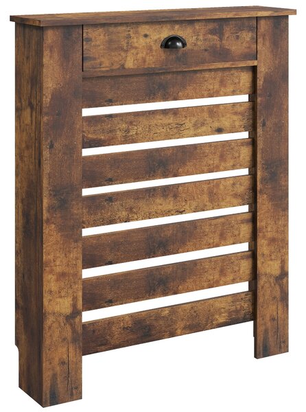 HOMCOM 95.5H x 78Wcm Radiator Cover, with Drawer - Rustic Brown