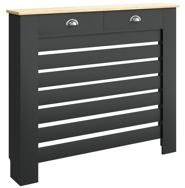 HOMCOM 95.5H x 111Wcm Radiator Cover, with Drawer - Black