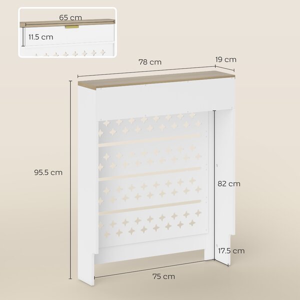 HOMCOM 78 x 19 cm Minimal Radiator Cover, with Drawer - White