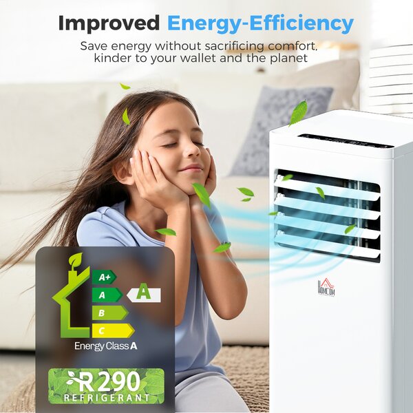 HOMCOM Mobile Air Conditioner White W/ Remote Control Cooling Dehumidifying Ventilating - 557W Aosom UK