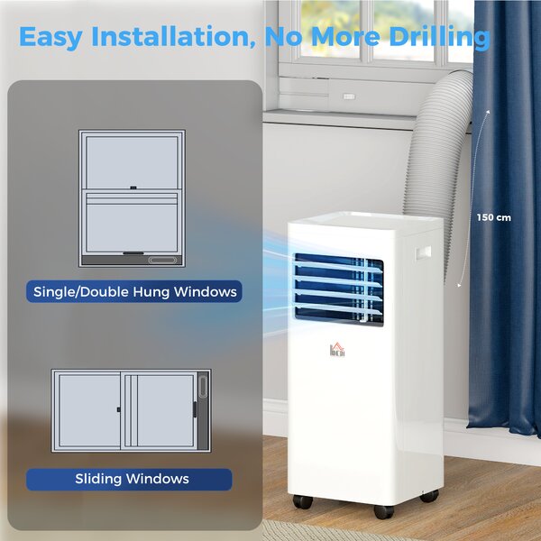HOMCOM Mobile Air Conditioner White W/ Remote Control Cooling Dehumidifying Ventilating - 557W Aosom UK
