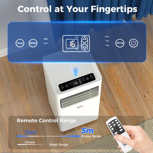 HOMCOM Mobile Air Conditioner White W/ Remote Control Cooling Dehumidifying Ventilating - 557W Aosom UK
