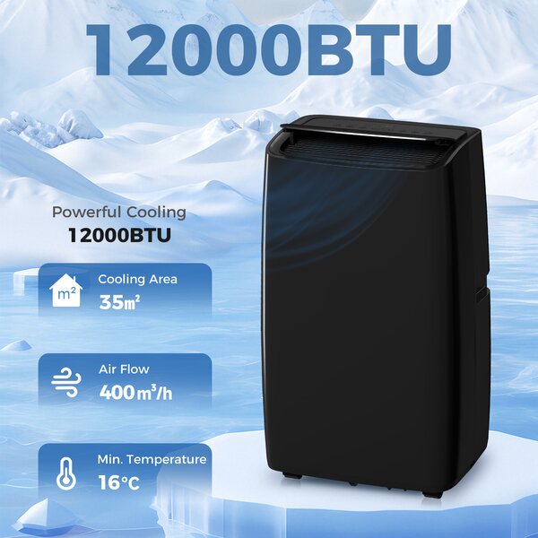 HOMCOM Portable Air Conditioner 12000 BTU, 4-in-1 Air Conditioning Unit, Dehumidifier, Cooling, Fan, Sleep Mode with 3 Speeds