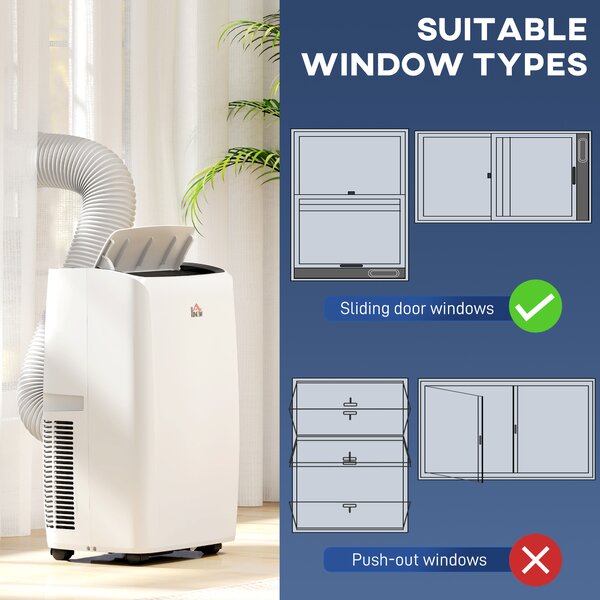 HOMCOM 14,000 BTU Mobile Air Conditioner for Room up to 40m², with Dehumidifier, Sleep Mode, 24H Timer On/off, Wheels Aosom UK