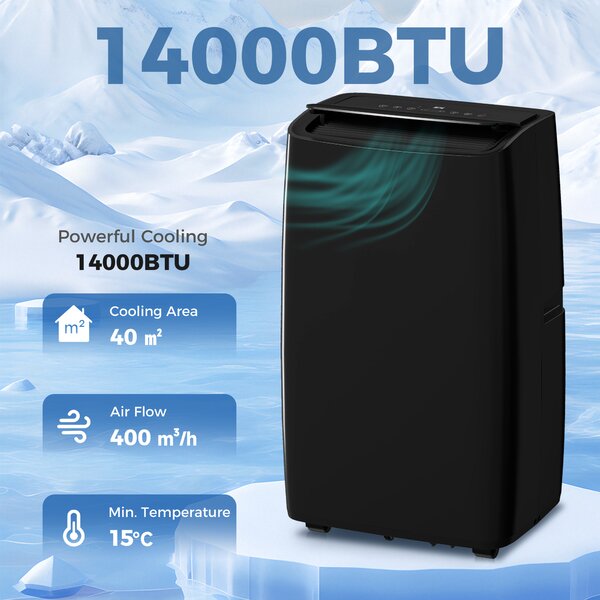 HOMCOM Portable Air Conditioner 14000 BTU, 4-in-1 Air Conditioning Unit, Dehumidifier, Cooling, Fan, Children Lock, 40m²