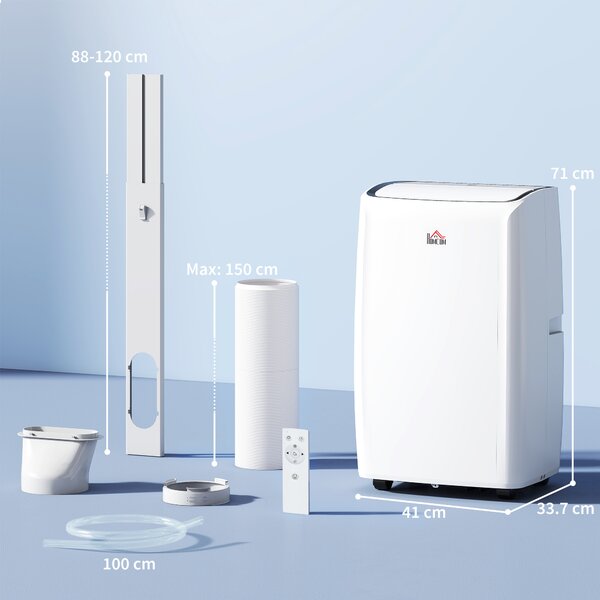 HOMCOM 14,000 BTU Mobile Air Conditioner for Room up to 40m², with Dehumidifier, Sleep Mode, 24H Timer On/off, Wheels Aosom UK