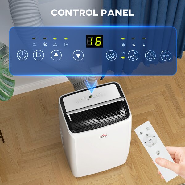 HOMCOM 14,000 BTU Mobile Air Conditioner for Room up to 40m², with Dehumidifier, Sleep Mode, 24H Timer On/off, Wheels Aosom UK