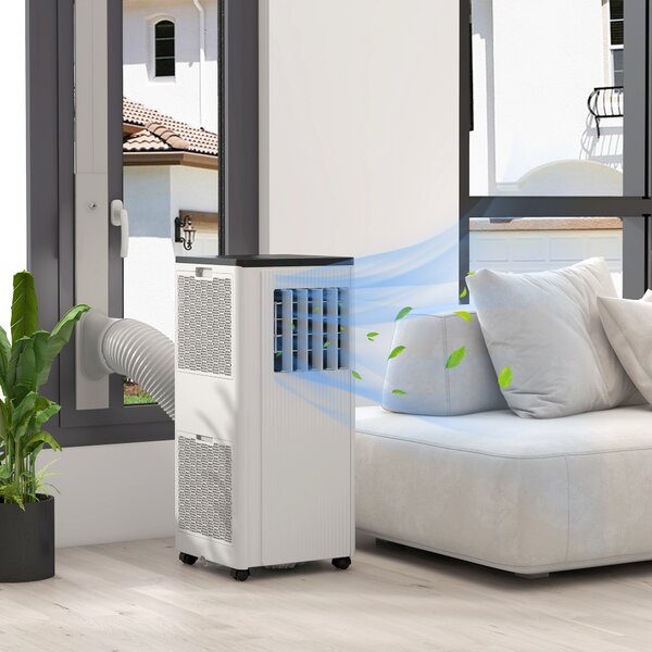 HOMCOM 9,000 BTU Mobile Air Conditioner, 20m², Smart Home WiFi, with Dehumidifier, Fan, 24H Timer, Window Kit, White Aosom UK