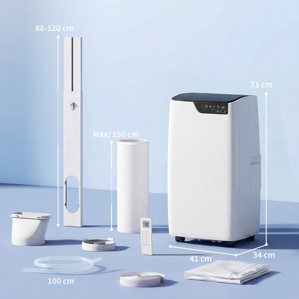 HOMCOM Portable Air Conditioner 12000 BTU, 4-in-1 AC Unit with Cool, Dehumidifier, Fan, Sleep Mode, WiFi Voice Remote Control