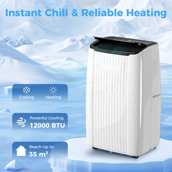 HOMCOM 12000 BTU 5-in-1 Portable Air Conditioner with Cool, Heat, Dehumidifier, Fan, Sleep, WiFi Voice Control, White