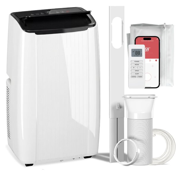HOMCOM 14000 BTU 5-in-1 Portable Air Conditioner with Cool, Heat, Dehumidifier, Fan, Sleep, WiFi Voice Control, White
