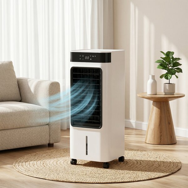 HOMCOM Portable Air Cooler, 3-In-1 Evaporative Air Cooler with 7 Litre Water Tank, 48° Oscillation, White