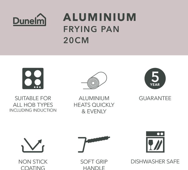 Dunelm Non-Stick Recycled Aluminium Frying Pan, 20cm