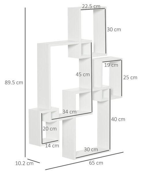 HOMCOM Interlocking Cube Floating Shelves, Wall Mounted Display Shelf for Living Room, Bedroom, Hallways, White Aosom UK
