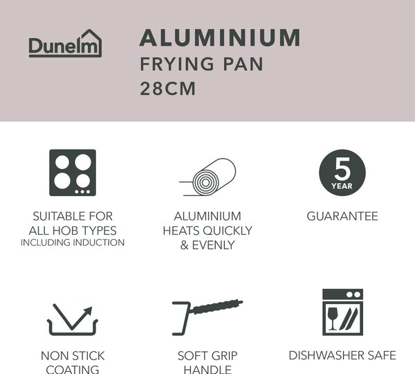 Dunelm Non-Stick Recycled Aluminium Frying Pan, 28cm