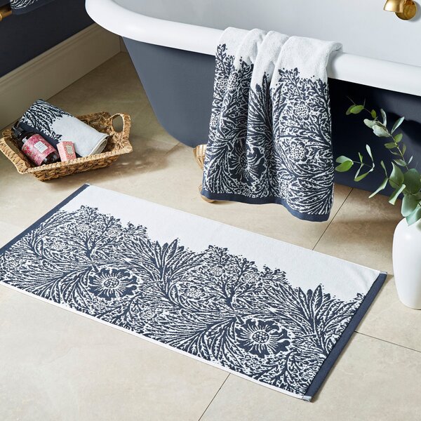 William Morris At Home Marigold Bath Mat 50cm x 90cm Prussian Blue