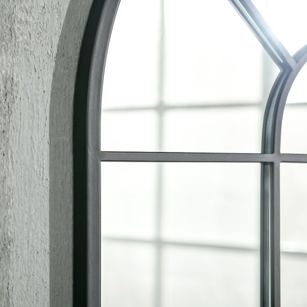 HOMCOM Arched Wall Mirror Modern, 91 x 60 cm, Window Style for Living Room, Bedroom, Sleek Design, Black Aosom UK