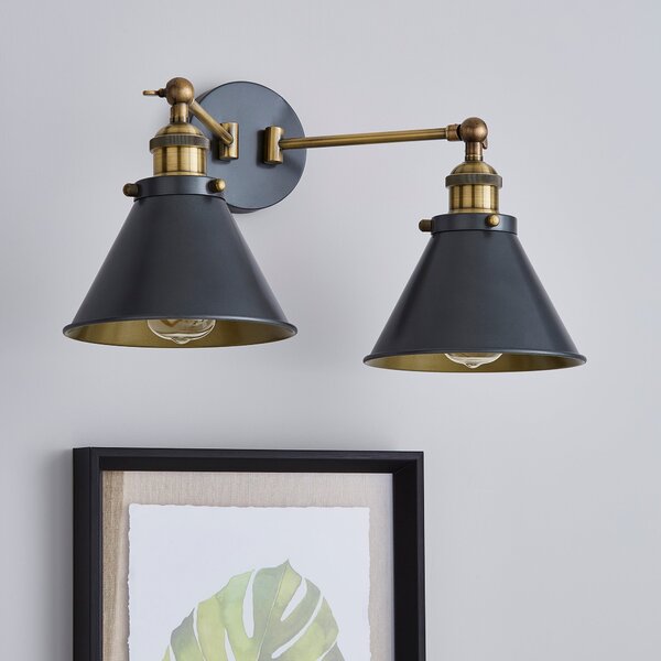 Logan Dual Wall Light Grey