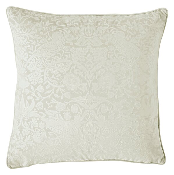 William Morris At Home Strawberry Thief Velvet Embossed 50cm x 50cm Filled Cushion Oyster