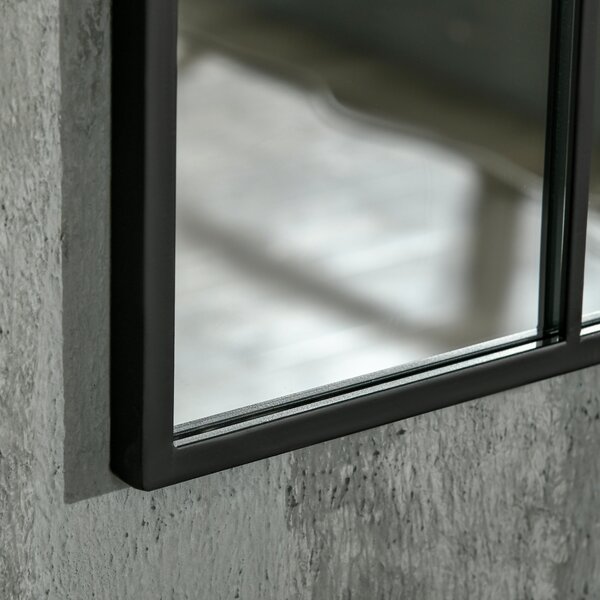 HOMCOM Arched Wall Mirror Modern, 91 x 60 cm, Window Style for Living Room, Bedroom, Sleek Design, Black Aosom UK