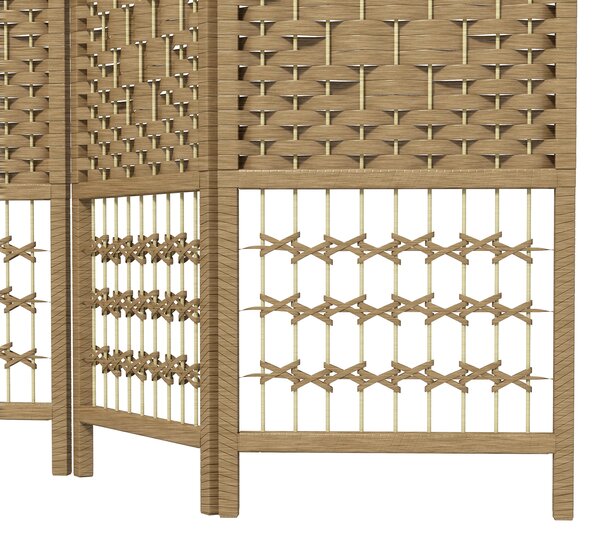 HOMCOM 4 Panel Folding Room Divider, Privacy Screen, Paravent Partition Separator for Living Room, Bedroom, Natural
