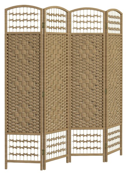 HOMCOM 4 Panel Folding Room Divider, Privacy Screen, Paravent Partition Separator for Living Room, Bedroom, Natural