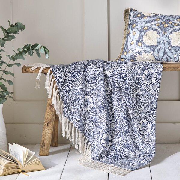 William Morris At Home Marigold 130cm x 170cm Throw Indigo Blue