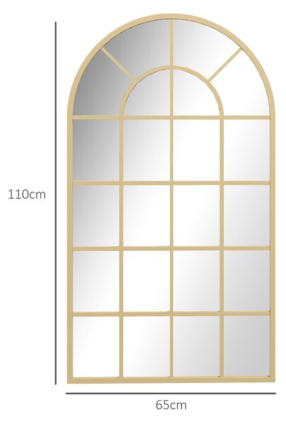 HOMCOM 110 x 65 cm Arched Decorative Wall Mirror for Bedroom Living Room, Modern Window Bathroom Mirror for Home Decor