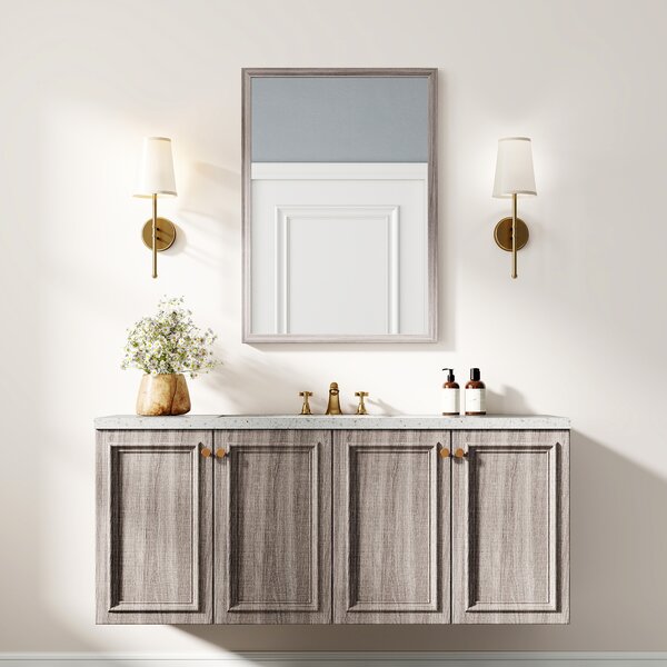 HOMCOM Wall Bathroom Mirror, 50 x 70 cm Wall-Mounted Mirror for Living Room, Bedroom, Hallway, Grey