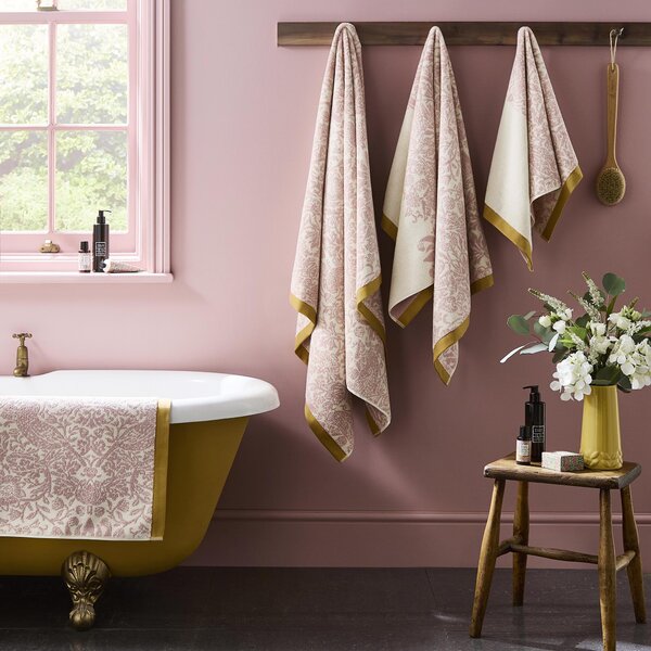 William Morris At Home Strawberry Thief Towel Plaster Pink