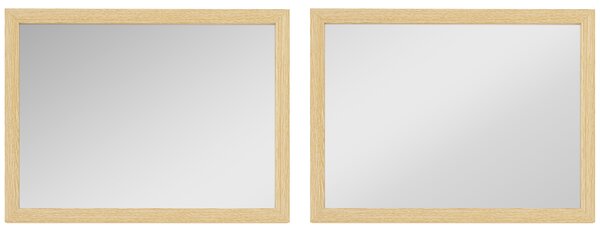 HOMCOM Wall Bathroom Mirror, 30 x 40 cm Wall-Mounted Mirror for Living Room, Bedroom, Hallway, Set of 2, Natural