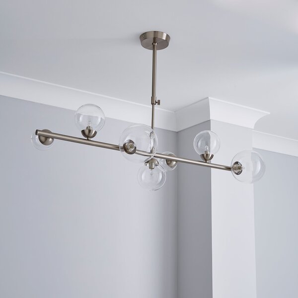 Tarsia Glass Satin Nickel Semi Flush Ceiling Light