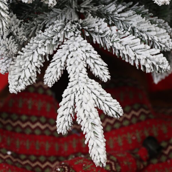 HOMCOM Pencil Christmas Tree, 7ft Artificial Christmas Tree, Snow Flocked Xmas Tree with Downswept Branches and 800 Tips, for Home, Green Aosom UK