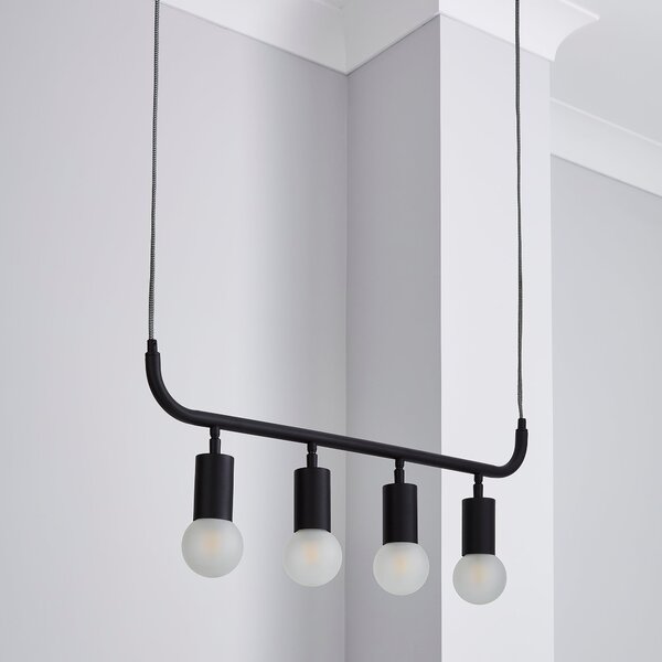 Bradford Matt Black 4 Light Diner Ceiling Light