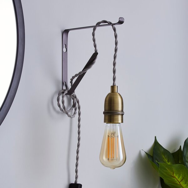 Marsden Pewter Industrial Plug In Wall Light