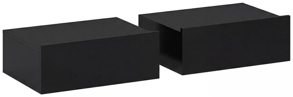 HOMCOM Floating Bedside Table Set of 2, Wall-Mounted Nightstand with Storage Drawer, Small Side End Table for Bedroom, Black