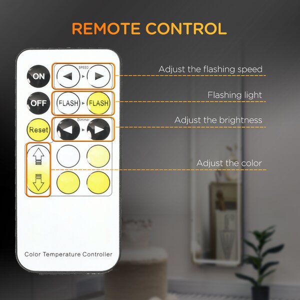 HOMCOM Freestanding Full-Length Mirror with LED Lights, Remote Control, Floor or Wall Mounted for Bedroom Aosom UK
